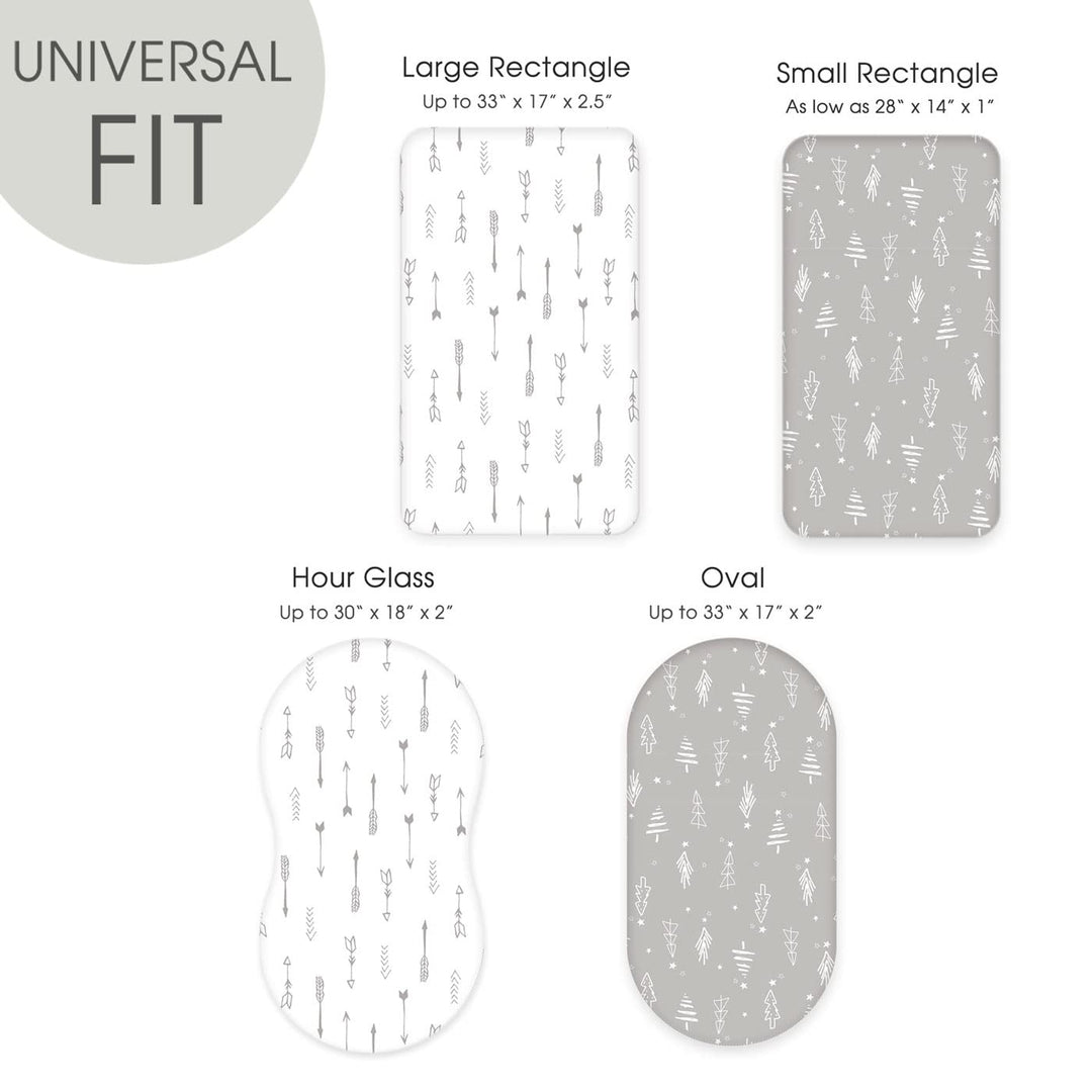 Stretchy Ultra Soft Fitted Bassinet Sheet Set 2 Pack, Universal Fit for Bassinets Baby Cradle Moses Basket Oval Rectangle Mattress, Christmas Trees/Arrows Bassinet Sheets for Girls and Boys