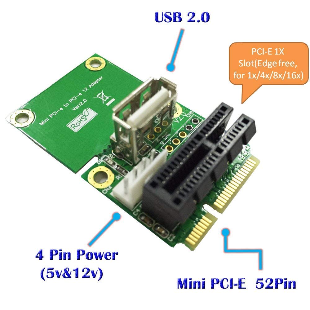 PCI-E 1X to Half/Full Mini PCI-E Adapter Pcie Connector