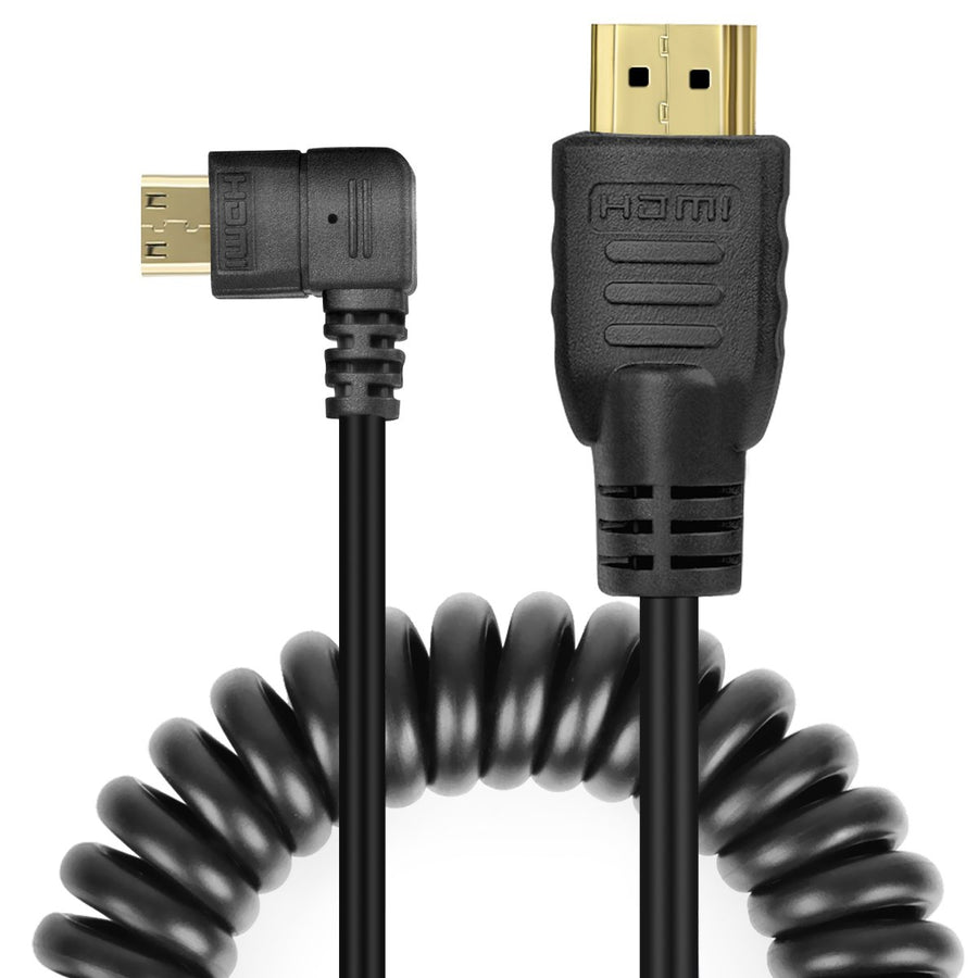UCEC Mini HDMI to HDMI Cable Right-Angled Coiled HDMI t