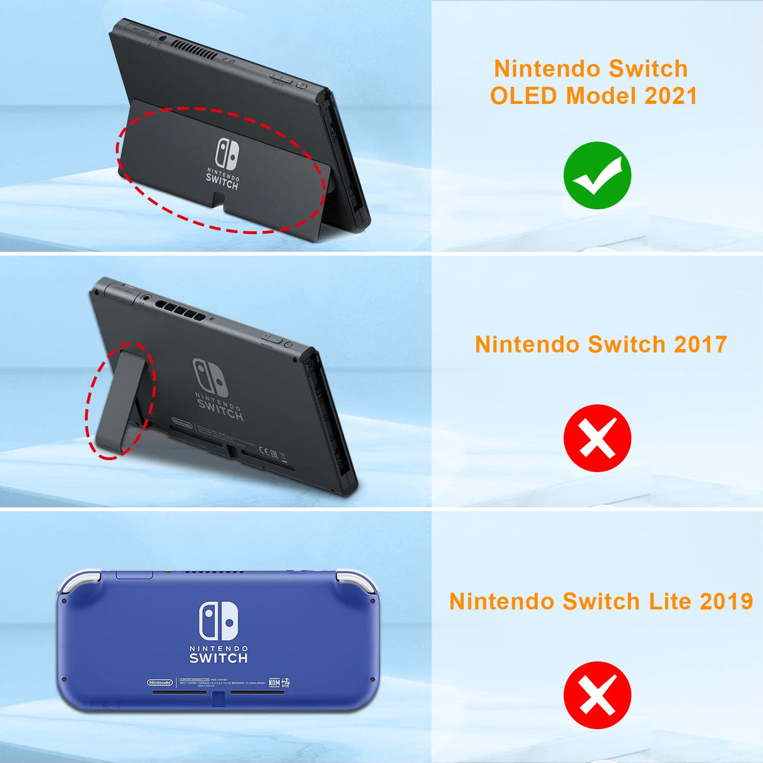 Kids Case for Nintendo Switch OLED Model 2021 with 2 Game Card Slots - [Kids Friendly] Ultralight Shockproof Protective Cover, Ergonomic Grip Case for Switch OLED Model Console 7.0 (Blue)