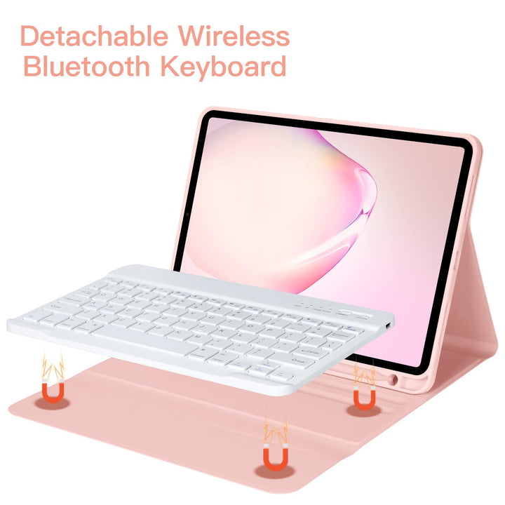Keyboard Case for iPad Air 11 Inch (M2) 2024 Wireless Keyboard Case for iPad Air 10.9 Inch 5th/4th Generation 2022 Detachable for iPad air 4th 2020 for iPad Pro 1st Case with Pencil Holder Pink