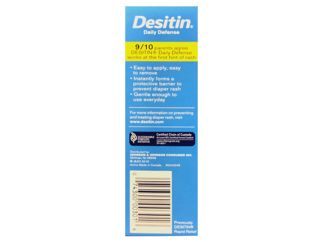 Desitin Daily Defense Baby Cream with Zinc Oxide to Treat, Relieve & Prevent Diaper Rash, Hypoallergenic, Dye, Phthalate & Paraben-Free, 4 Oz
