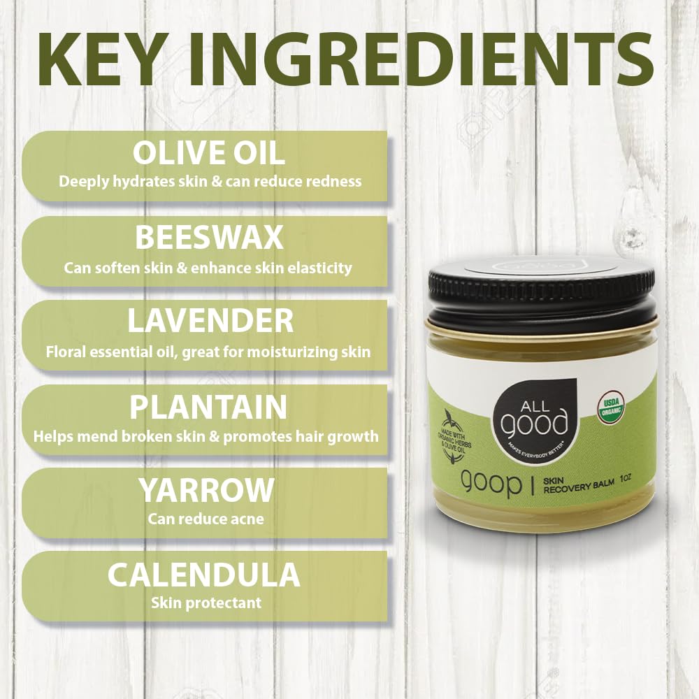 All Good Goop Organic Calendula Ointment | Chafing Cream, Dry Skin Salve, Cracking Lip Moisturizer | Soothes, Hydrates, and Calms | Skin Recovery Balm (1 oz)