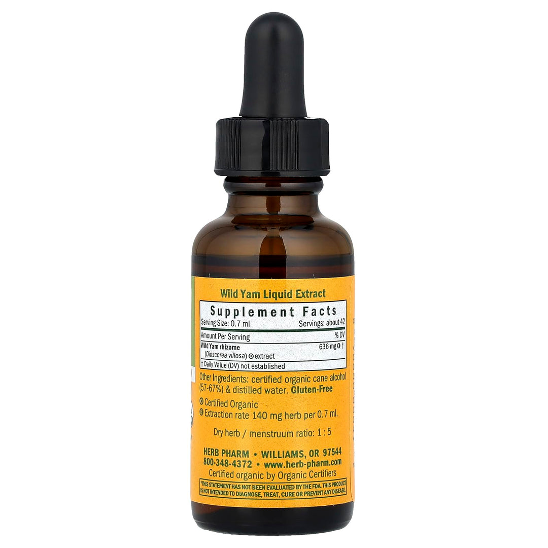 Herb Pharm Certified Organic Wild Yam Liquid Extract fo