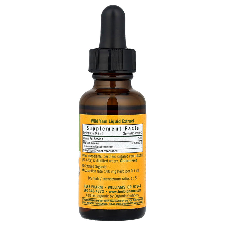 Herb Pharm Certified Organic Wild Yam Liquid Extract fo