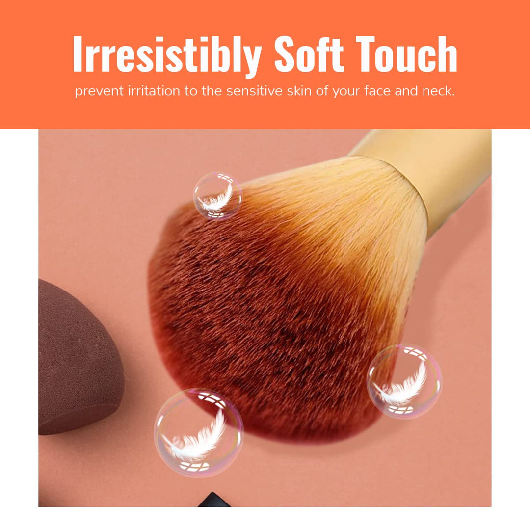 Champagne Makeup Brushes Set, Yuwaku Silver Foundation Powder Blush Eyeshadow Brushes Blending 32 Piece NO Shed Cruelty-Free Synthetic Fiber Bristles Cosmetic Brushes with Travel Case