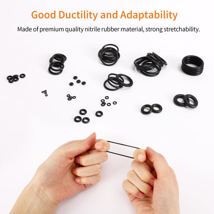770pcs Rubber O Ring Assortment Kits 18 Sizes Sealing NBR Gasket Washers for Car Auto Vehicle Repair, Professional Plumbing, Air or Gas Connections