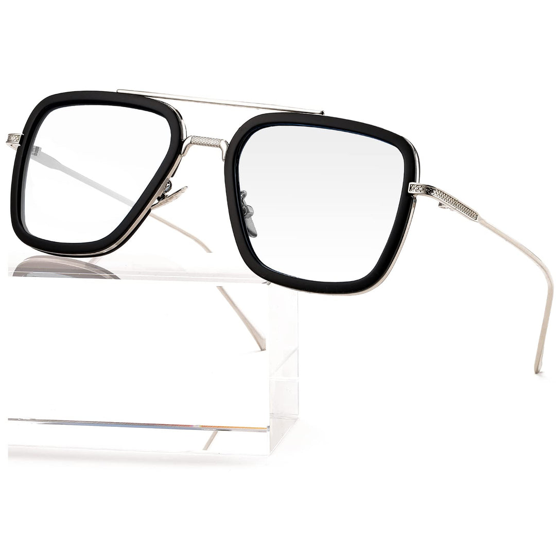 AIEYEZO Tony Stark Sunglasses Vintage Square Metal Fram