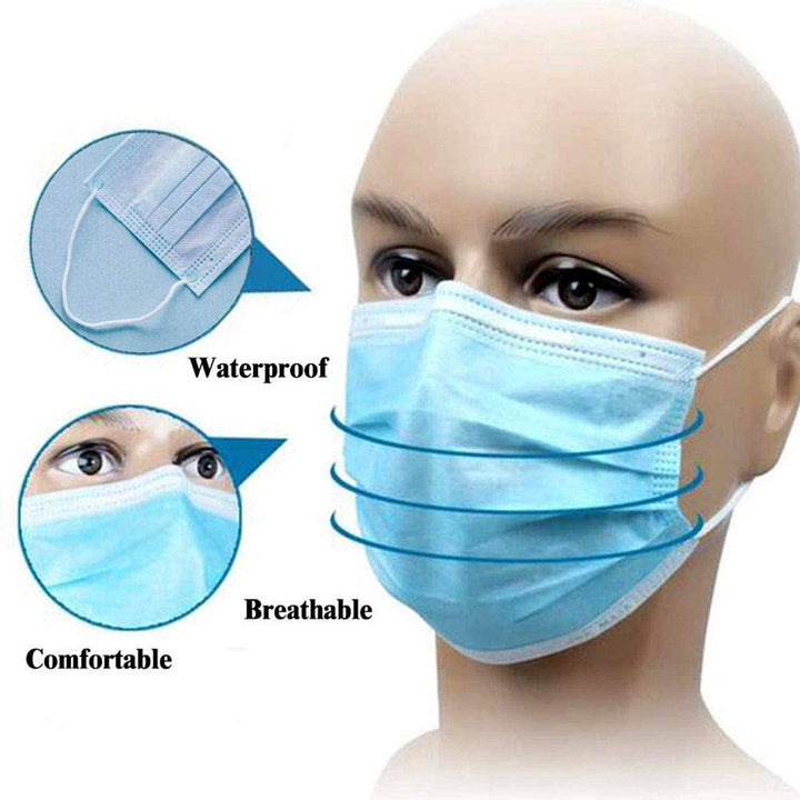 3 Ply Disposable Balaclavas with Elastic Ear Loops - Balaclavas 50 PCS - Soft &amp; Comfortable Filter Safety Mask for Dust Protection - Protective Blue