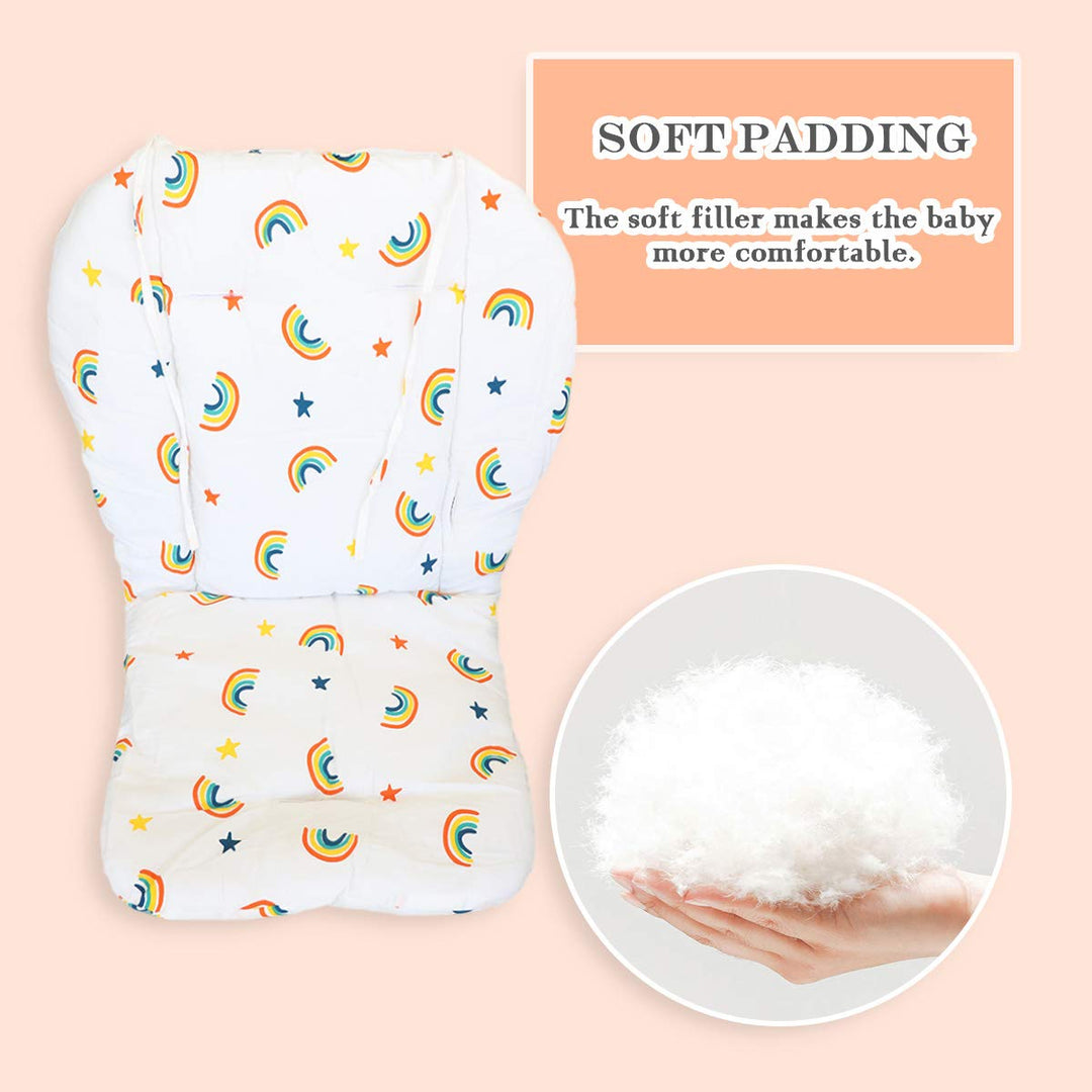 Baby High Chair Cushion, Thick Pad for Wooden High Chair, Baby Dining Chair Liner Mat (Yellow Rainbow)