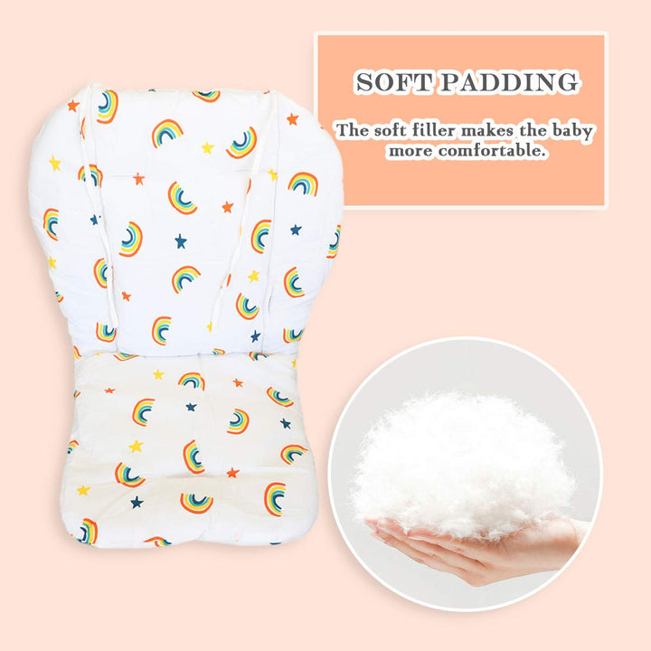 Baby High Chair Cushion, Thick Pad for Wooden High Chair, Baby Dining Chair Liner Mat (Yellow Rainbow)