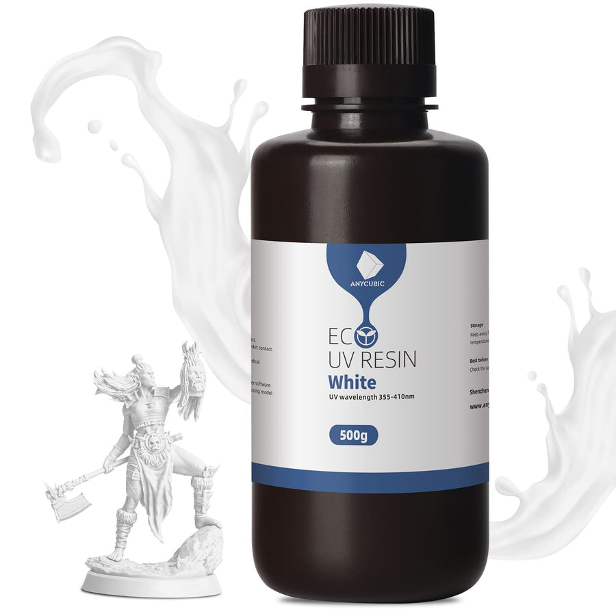 3D Printer Resin, 405nm Plant-Based Rapid Resin, Low Odor, Photopolymer Resin for LCD 3D Printing, 500g White