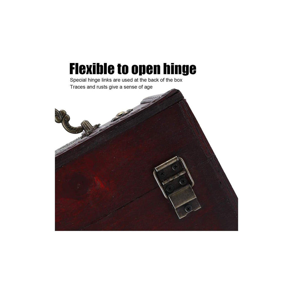 Vintage Wooden Storage Box, Portable Decorative Wooden Treasure Chest, 4 Styles Wooden Storage Trunk for Gift, Jewelry, Small Objects, Collectibles, Home Decor, etc(6262D-L)