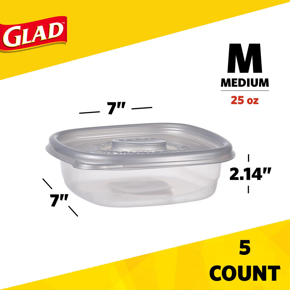 GladWare Home Entree Food Storage Containers, Medium Sq