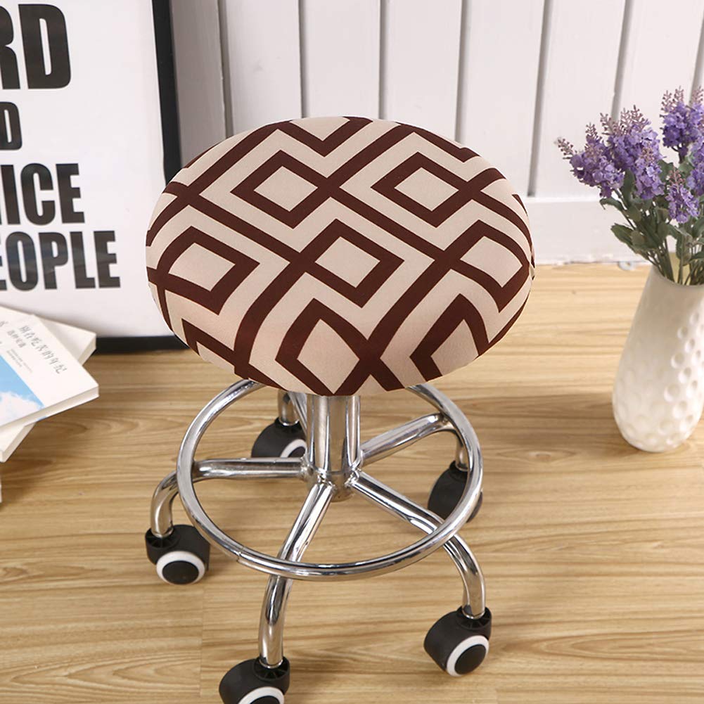 ANWUCHEN Stool Covers Round,4 Pack Stretch Round Bar Stool Covers Elastic Bar Stool Seat Covers Round Stool Cushion Slipcover Bar Chair Cover with Elastic Band for 13-18 Inch Round Barstools(Brown)