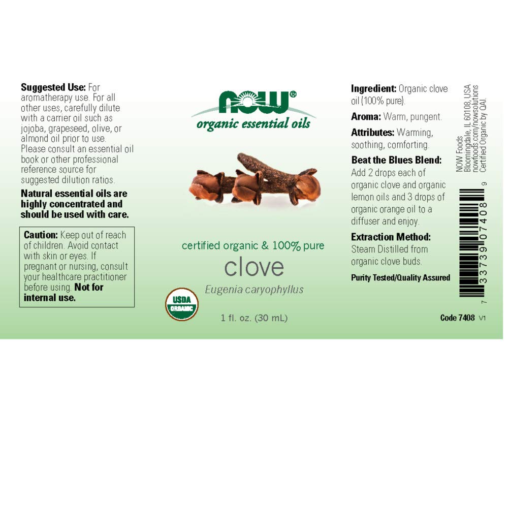 Now Foods Pure &amp; Organic Essential Oil Clove 1 