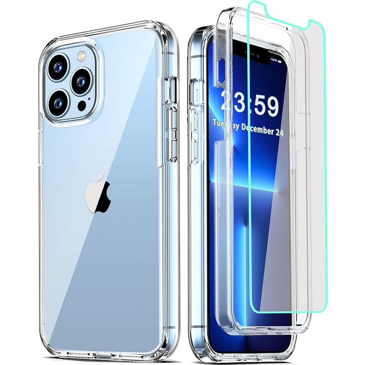 Compatible for iPhone 13 Pro Max Case 6.7 Inch, with [2 x Tempered Glass Screen Protector] Clear 360 Full Body Protective Coverage Silicone 14 ft Military Grade Shockproof Phone Cover