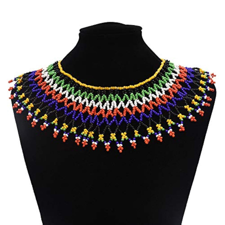 Multicolor African Necklace| African Jewelry| Zulu Beaded Bib Necklace| South African Statement Necklace| Maasai Necklace| Sister Gifts| (Color M)