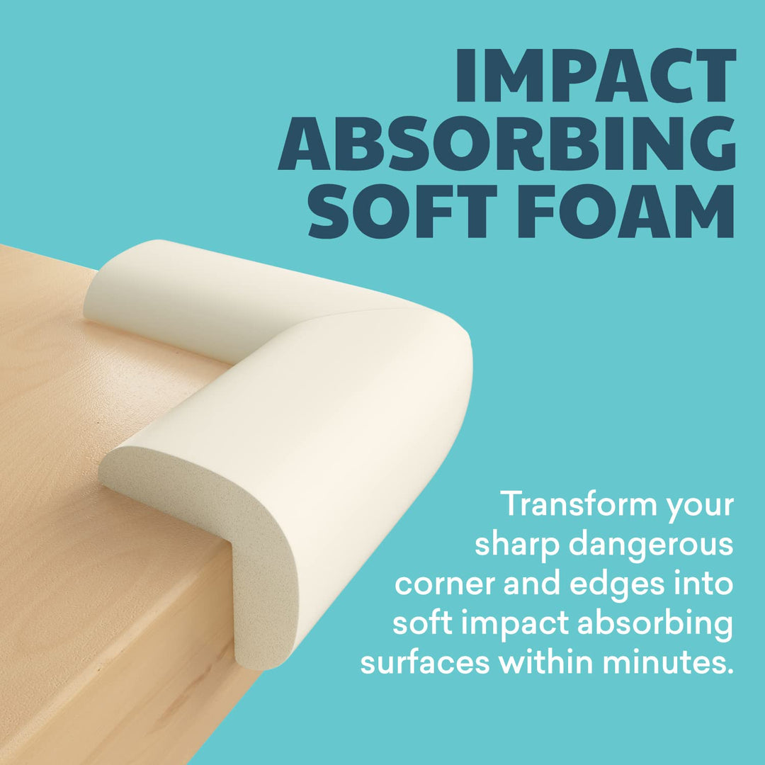 Foam Corner Covers Baby Safety - PreTaped Corner Protectors, Off White, 12 Pack, Small