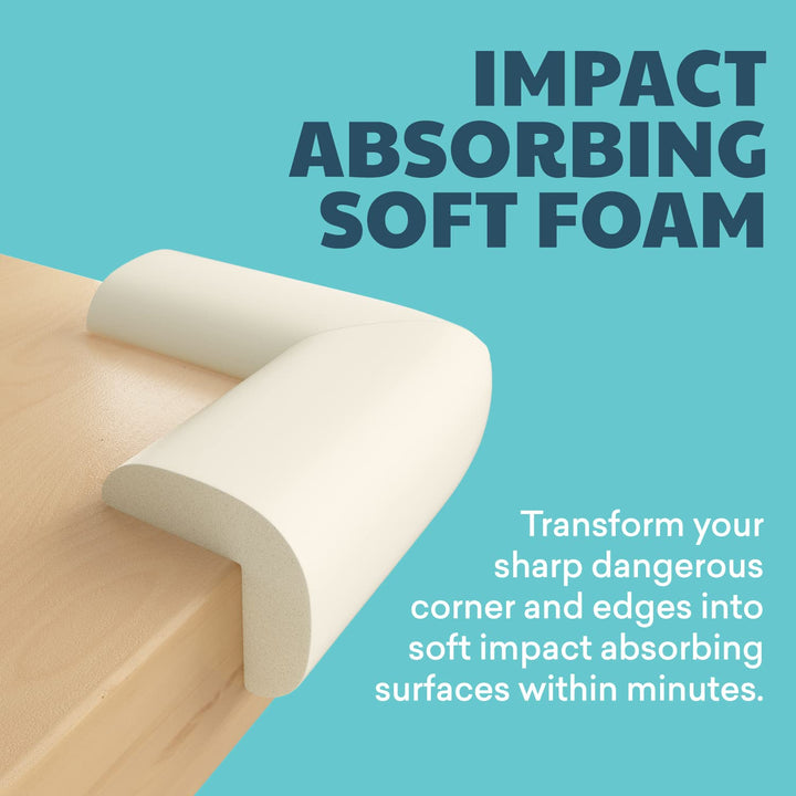 Foam Corner Covers Baby Safety - PreTaped Corner Protectors, Off White, 12 Pack, Small
