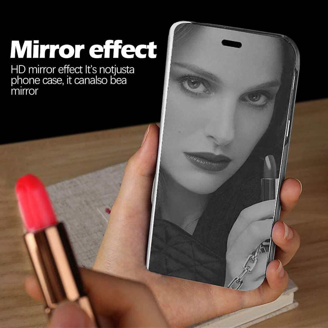 Gxmeuie S22 Ultra Leather Case, Clear View Makeup Mirro