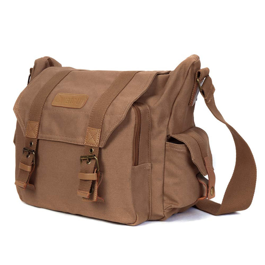 Camera Case Canvas Shoulder Bag with detachable insert Case Shockproof Camera Messenger Bag for Canon Sony Nikon DSLR/SLR, Mirrorless Camera Bag with Tripod Holder for Men Women (Color:Khaki)