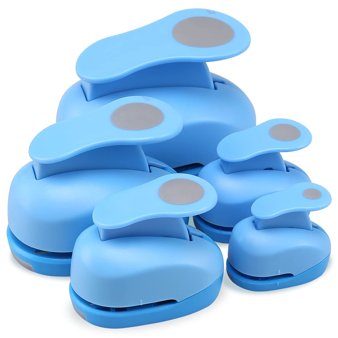 5 PCS Circle Punch Set, Circle Shape Lever Action Craft Punch, 5 Different Size Circle Hole Punch for Paper Crafts, Cardstock, Gift Wrapping, Greeting Cards and Scrapbooks