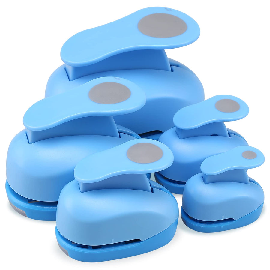 5 PCS Circle Punch Set, Circle Shape Lever Action Craft Punch, 5 Different Size Circle Hole Punch for Paper Crafts, Cardstock, Gift Wrapping, Greeting Cards and Scrapbooks