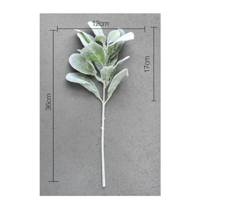 5PCS Artificial Flowers Flocked Rabbit Ear Leaf for Home Decor,Green