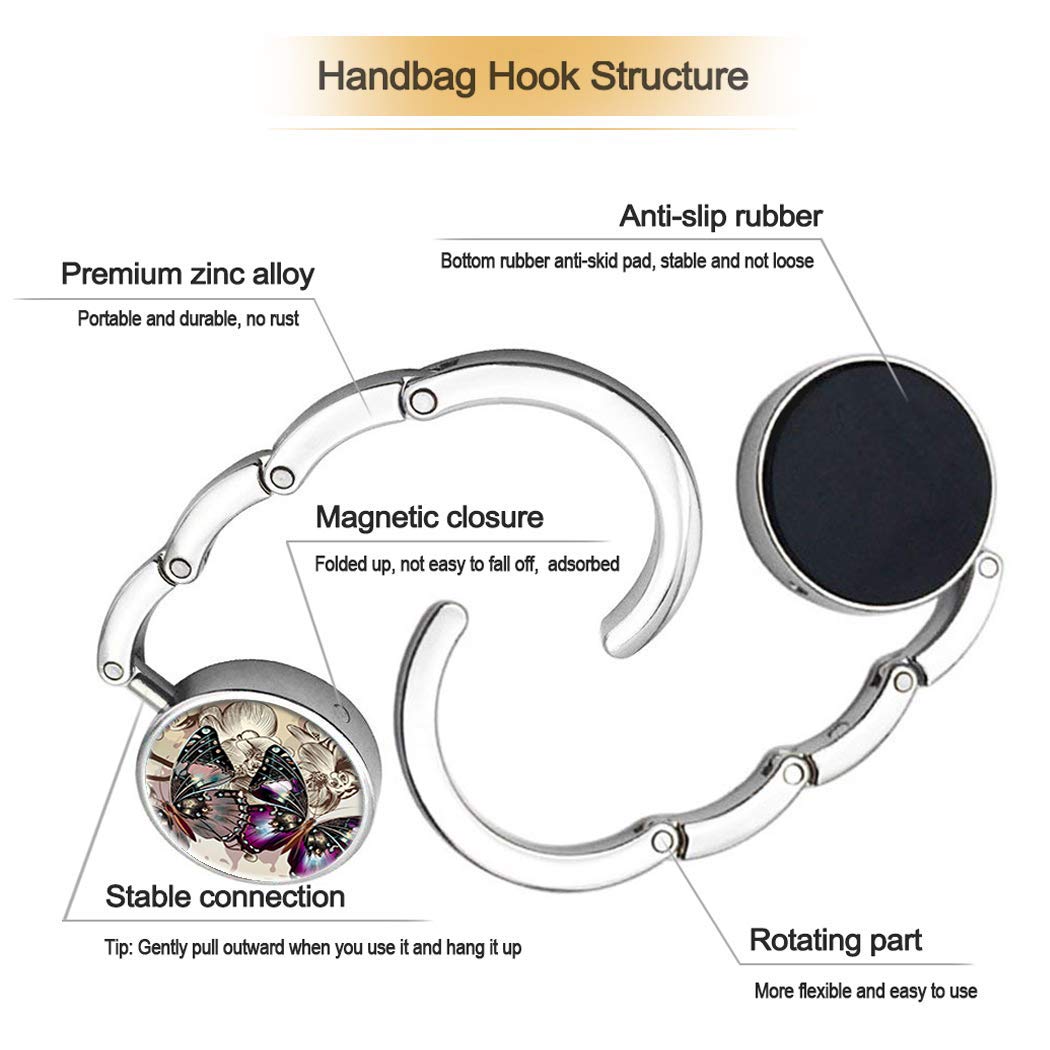 Bright Butterfly Purse Hanger Purse Hook for Table Foldable Handbag Storage Folding Decor Table Hook