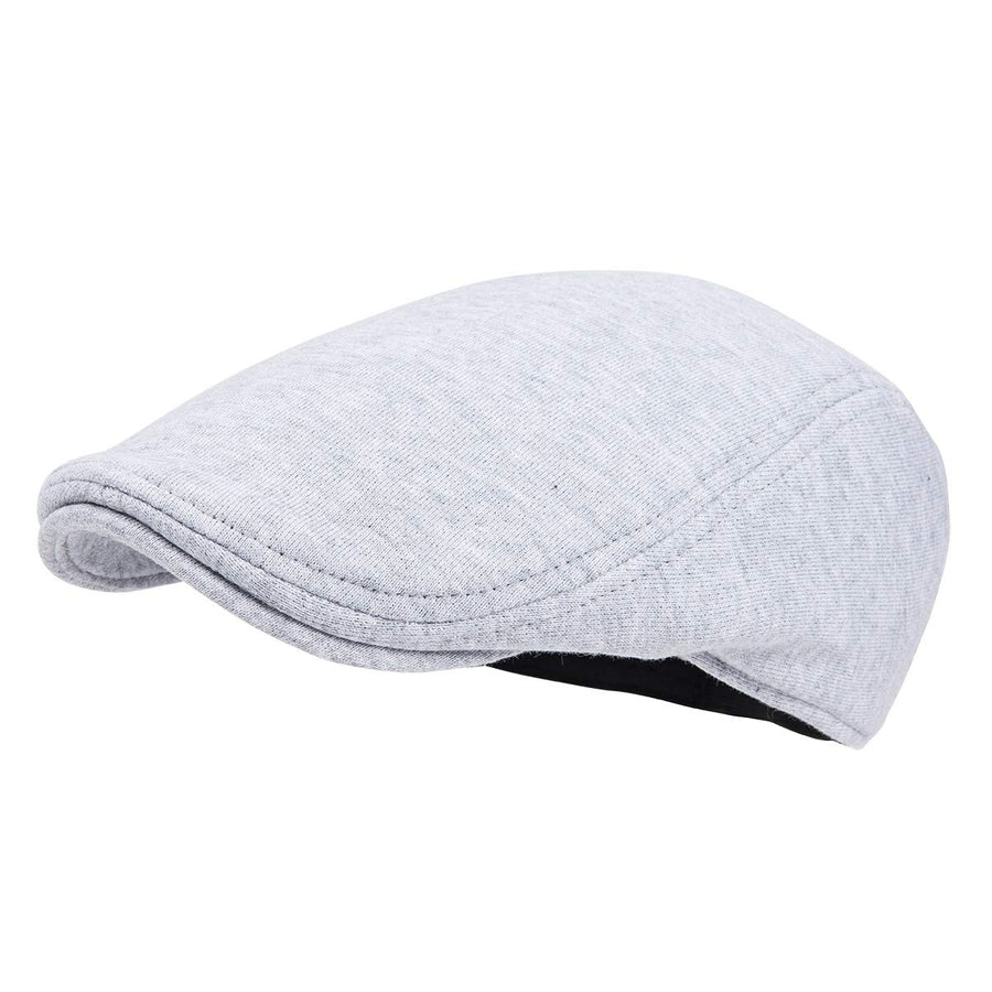 Men Cotton Newsboy Cap Soft Fit Cabbie Hat (Light Grey)