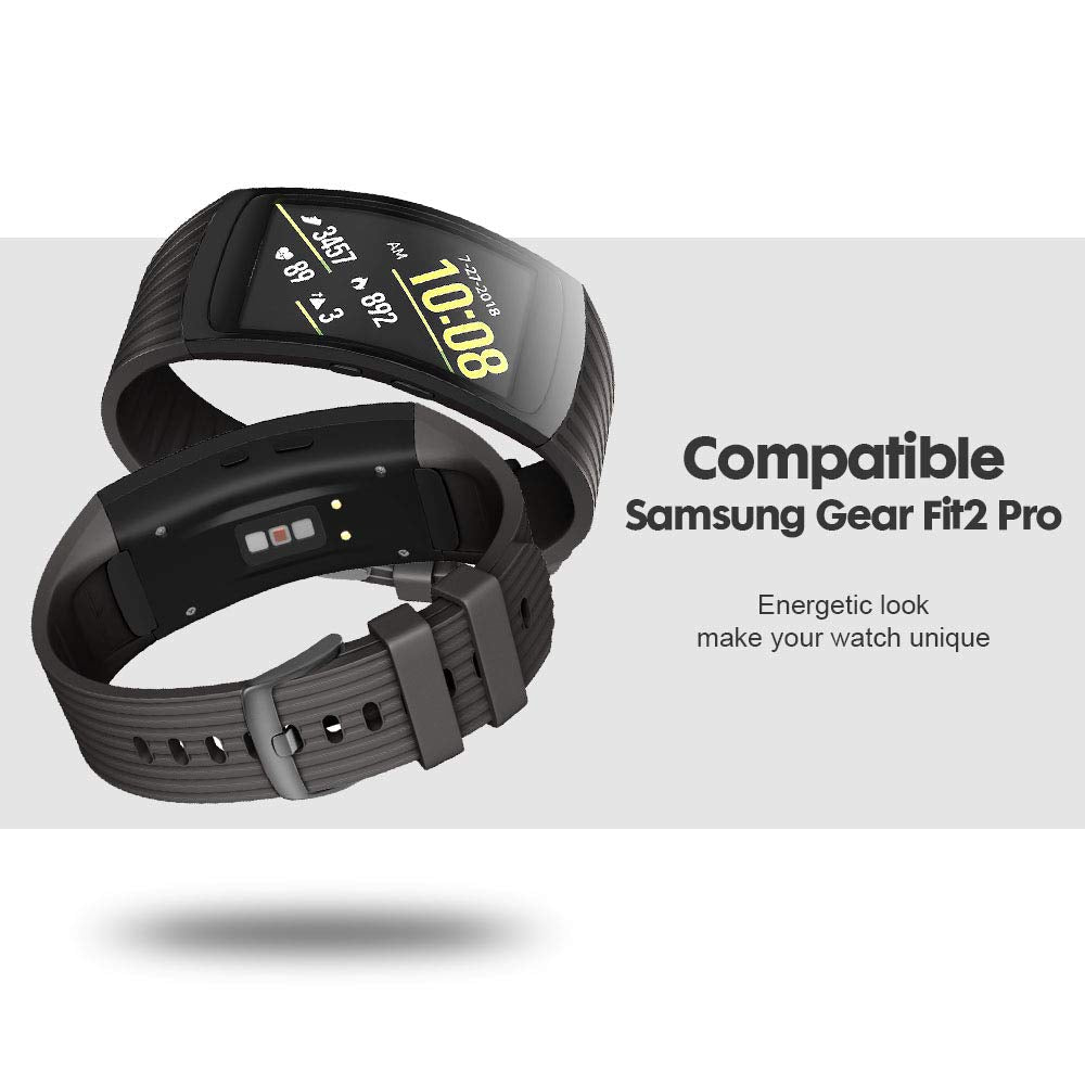 Compatible Samsung Gear Fit2 Pro Band Solft Silicone Gear Fit2 Watch Strap for Samsung Gear Fit2 Pro Smartwatch Bands(Black, Large)