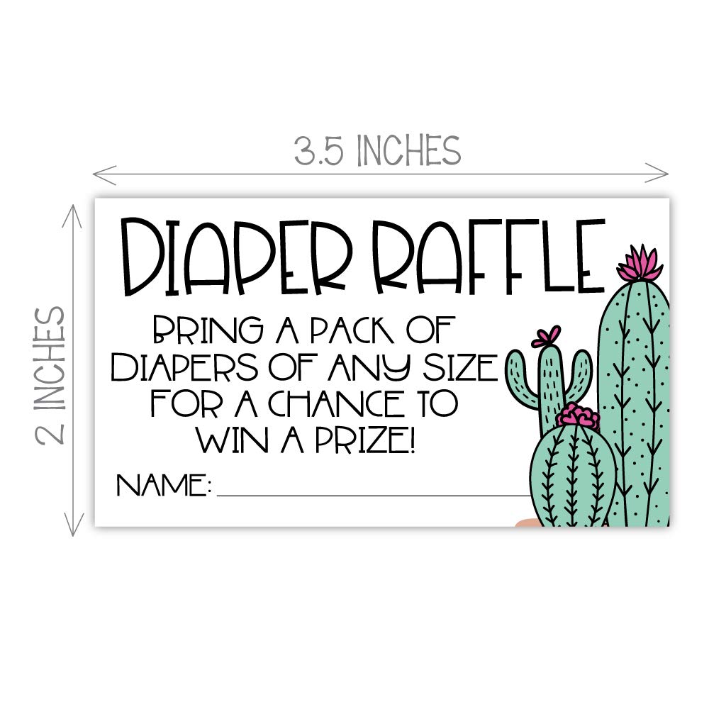 50 Cactus Diaper Raffle Tickets for Baby Shower - Invitation Inserts - Desert Shower Game for Guests