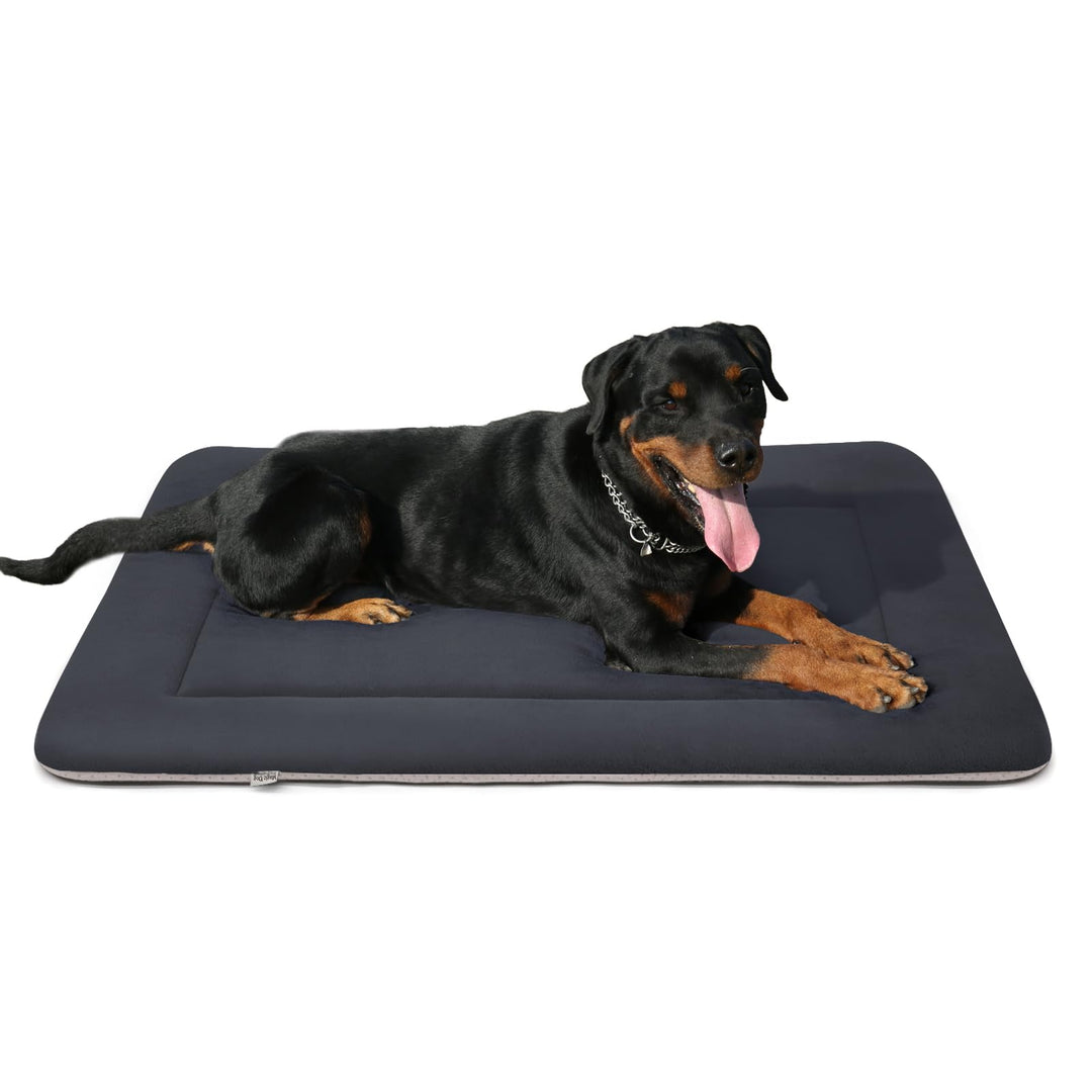 Large Dog Bed Soft Dog Crate Pad Dog Mat, 42 Inches Machine Washable Pet Bed Kennel Pad with Non-Slip Bottom, Dark Gray