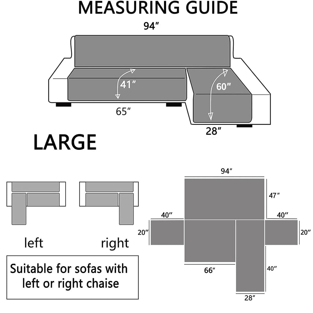 JIABOLANG Double Side L Shape Couch Cover Sectional Sofa Covers Set Chaise Couch Cover Slip Covers for Sofas Couches Sectional Furniture Protector Cover (Large,Coffee)