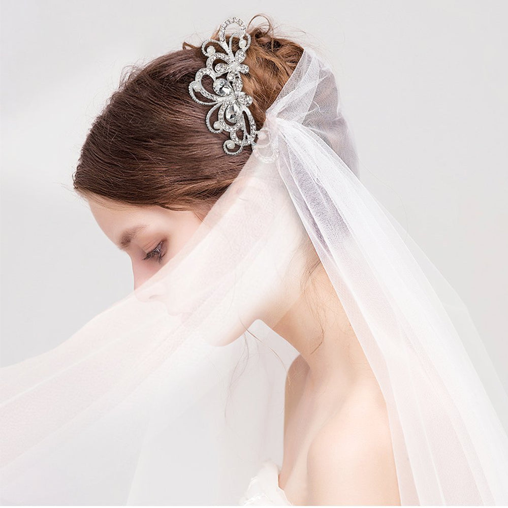 REVEW Set of 23pcs Bridal Hair Comb Wedding Hair Side Combs Bridal Head Pin Headpiece Crystal Pearls Flower Bride Bridesmaid