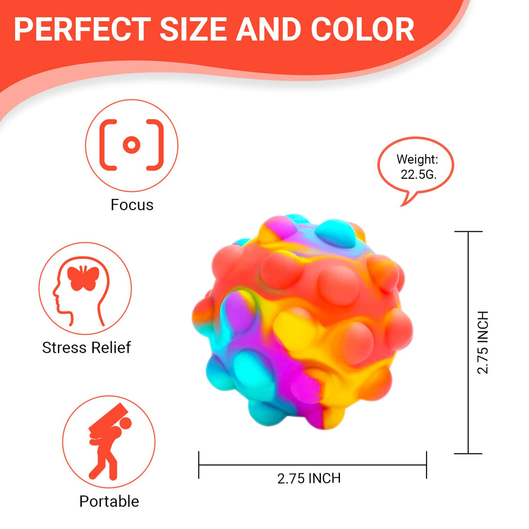 Push Pop Bubble Fidget Sensory Toy Ball - for Autism, Stress, Anxiety - Kids and Adults (Multicolor Ball)