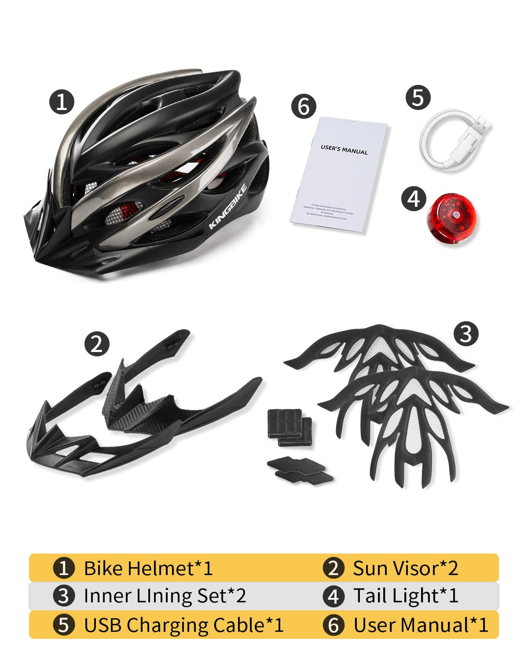 Bike Helmet Men Women Bicycle Adult Cycling Road Mountain MTB Helmets for Mens Womens Adults Casco para Bicicleta with Safety Light Portable Bag Accessories