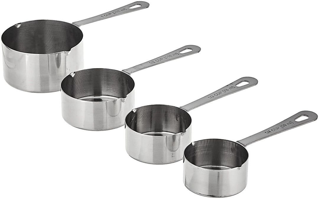 Stainless Steel Measuring Cups Set of 4 - Essential Kitchen Tools for Baking and Cooking, Durable and Ergonomic Design, Easy-to-Read Measurements, Dishwasher Safe, and User-Friendly