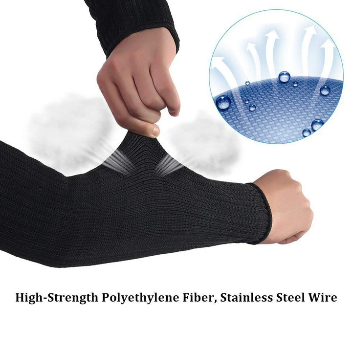 Arm Protection Sleeve for Men and Women, Scratch Kevlar Sleeve Cut Resitant Burn Protective Anti Abrasion Safety Arm Guard for Garden Kitchen Farm Yard Work 1 Pair - Black