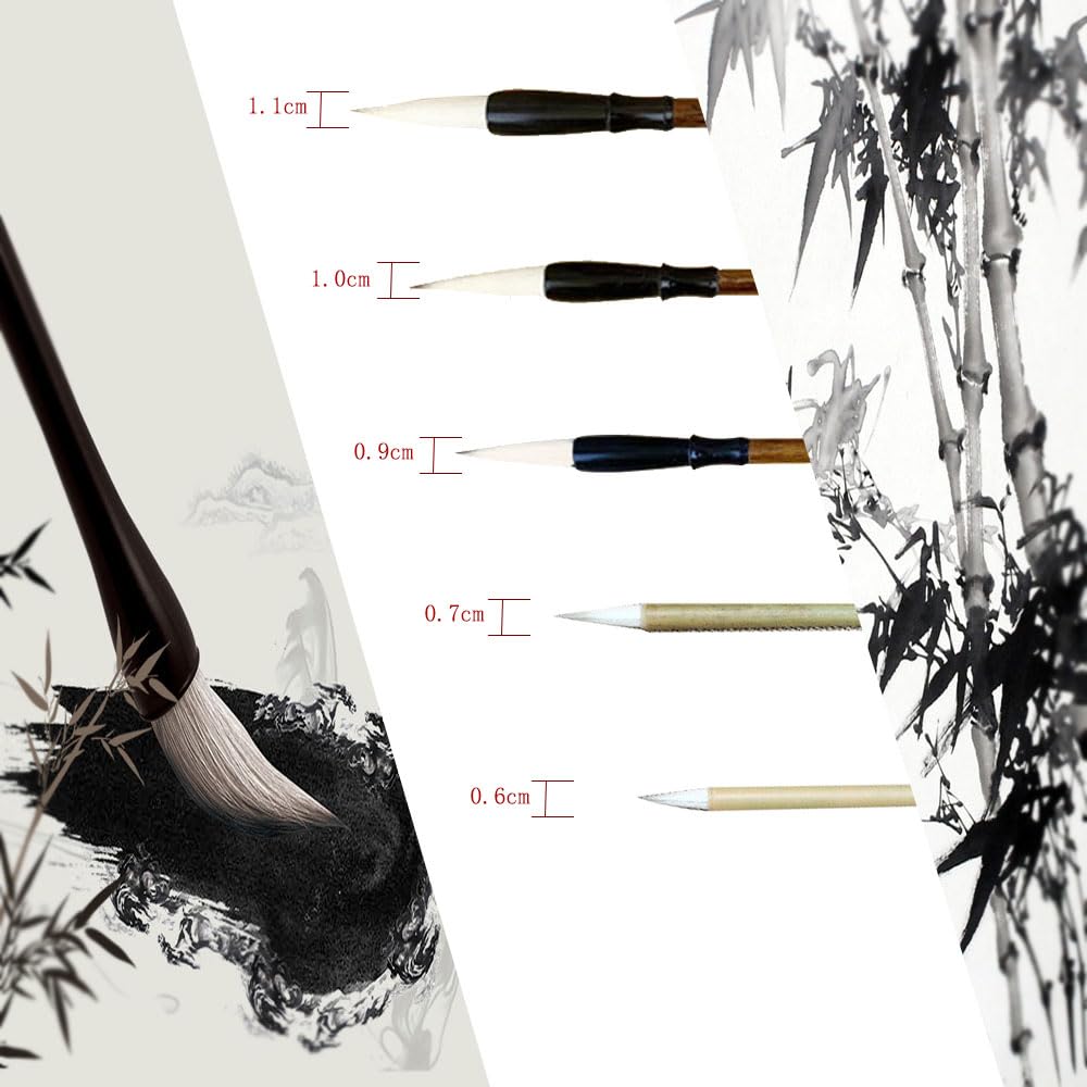 Juedi Chinese Calligraphy Brush Set Chinese Brush Set Watercolor Sumi Drawing Brush Writing Painting Pack of 5