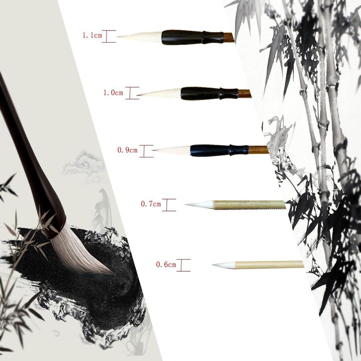 Juedi Chinese Calligraphy Brush Set Chinese Brush Set Watercolor Sumi Drawing Brush Writing Painting Pack of 5