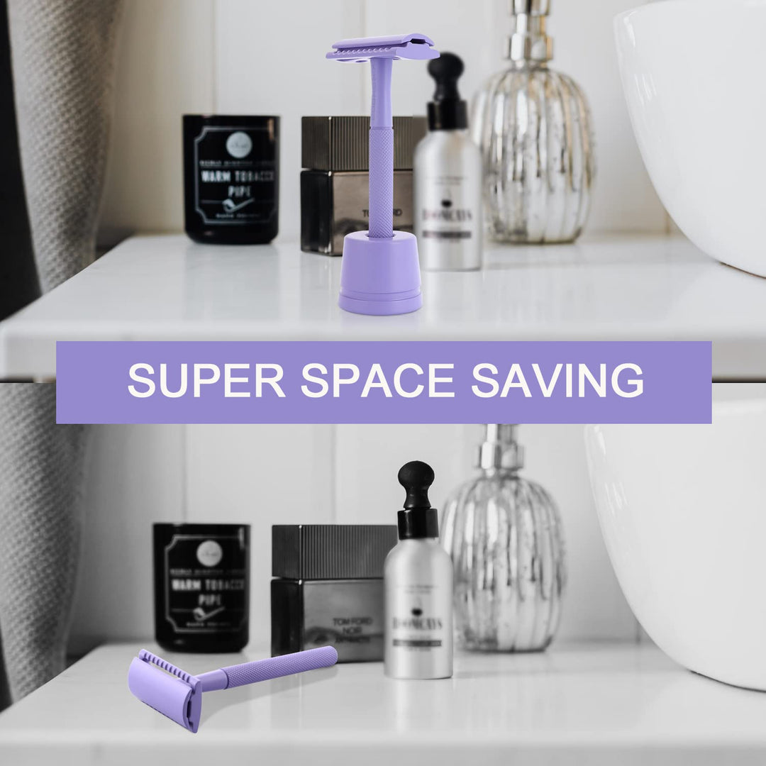 Safety Razor Stand For Men And Women Shaving Razor Opening Dia 0.43(11 mm) Purple Metal Razor Holder