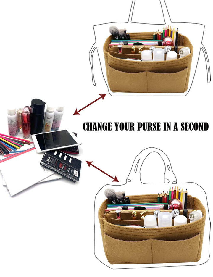 LEXSION Felt Purse Bag Organizer Insert with zipper Bag