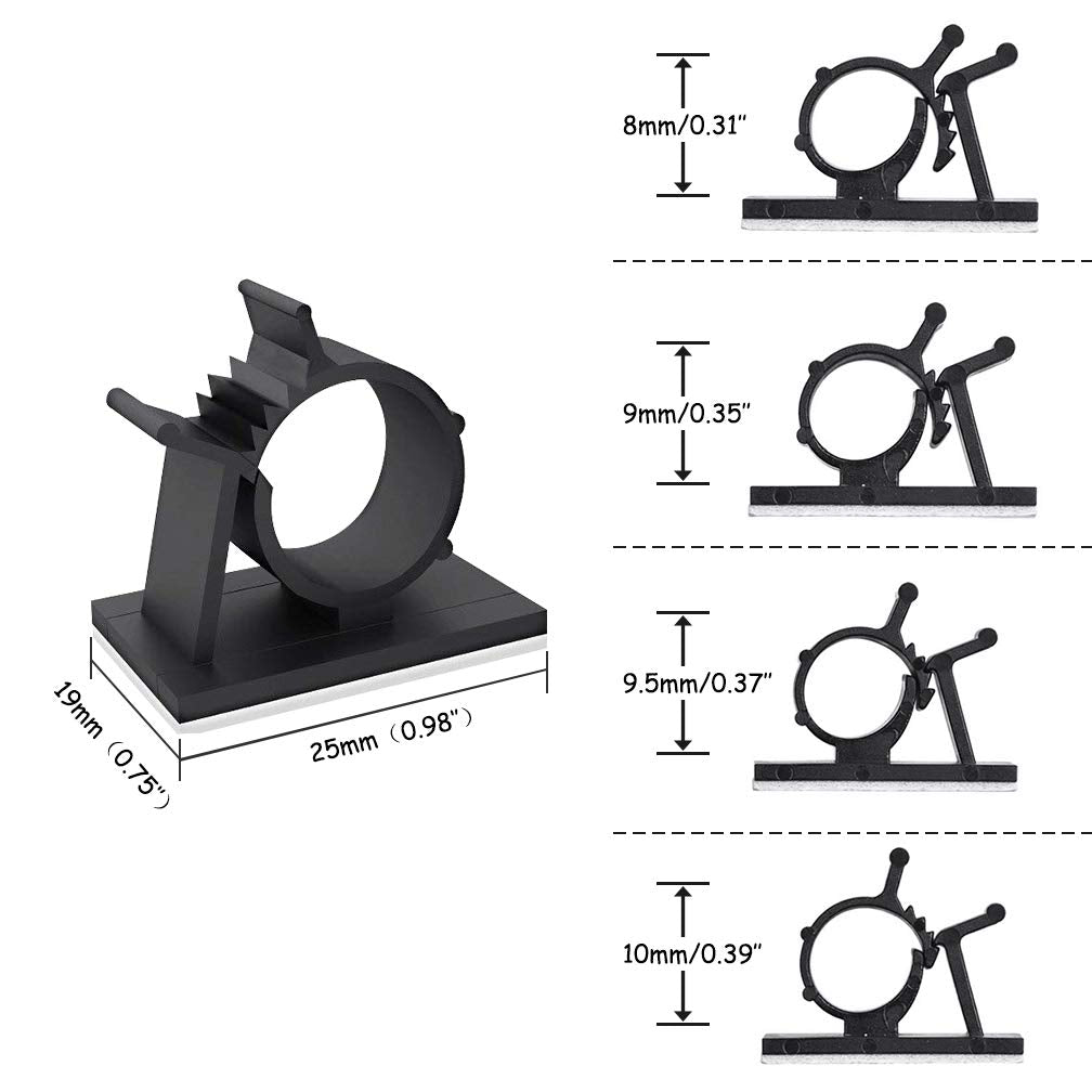 30 Pcs Black Clips Self Adhesive Backed Nylon Wire Adjustable Cable Clips Adhesive Cable Management Drop Wire Holder
