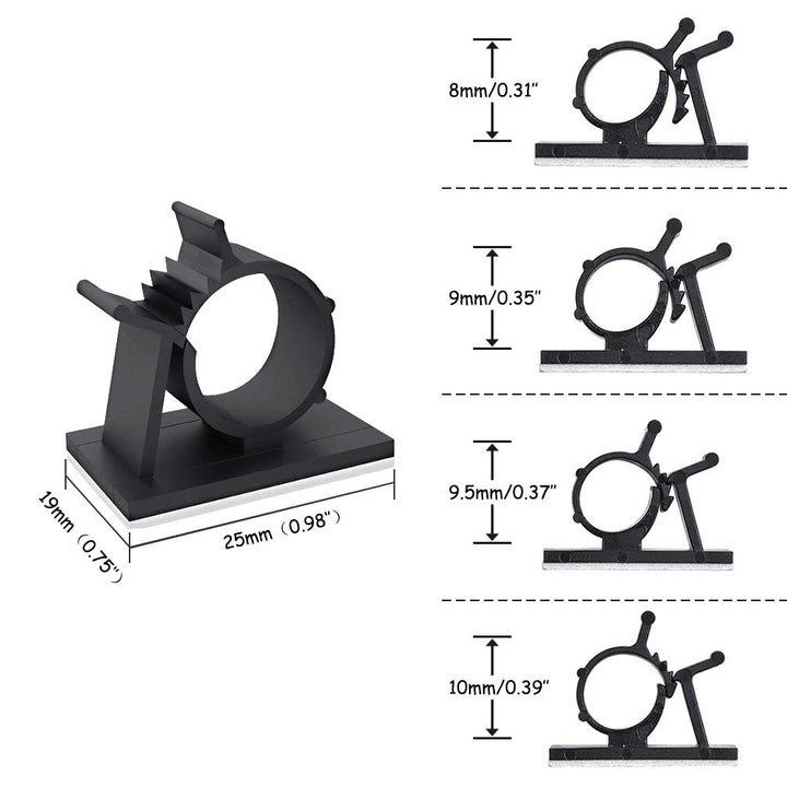 30 Pcs Black Clips Self Adhesive Backed Nylon Wire Adjustable Cable Clips Adhesive Cable Management Drop Wire Holder