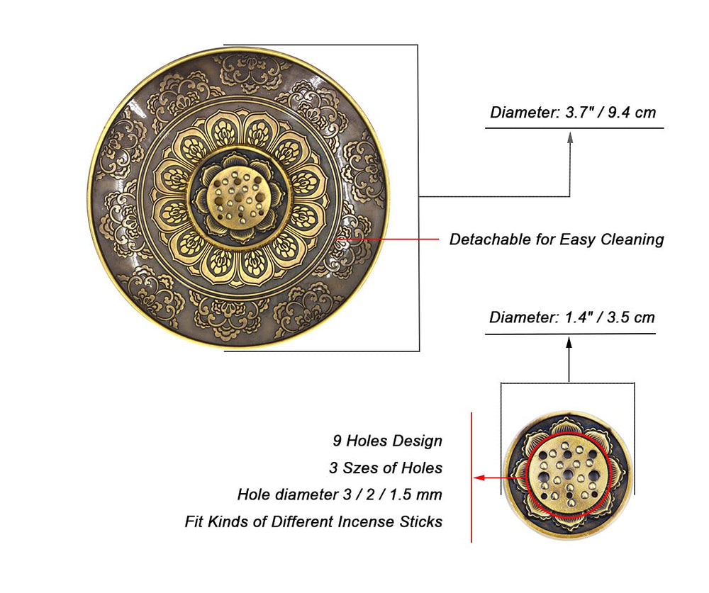meifan Incense Stick Holder, Brass Incense Burner 9 Inc