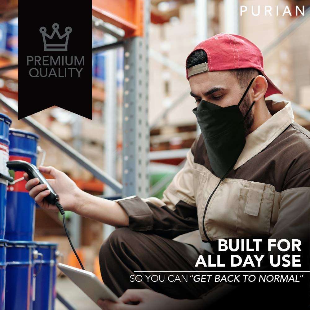 Beard Mask, 3 Layer Bandana Face Mask with Filter Pocket, Beard Defender Face Mask, SM to XL Mask, Charcoal Filters &amp; Aromatherapy Discs, 2 Masks