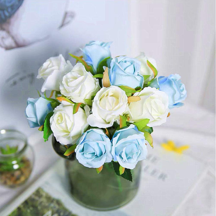 Artificial Roses Flowers 12 Heads Arrangement Silk Bouquet for Home Office Parties Bridal and Wedding Decoration (Orange)