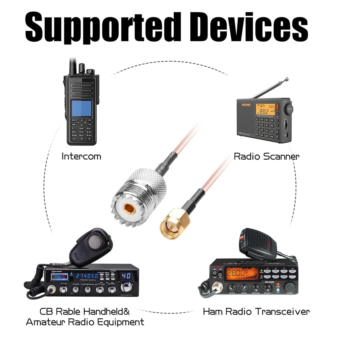 DHT Electronics Handheld Antenna Cable SMA male to UHF 